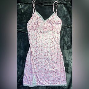 ROMWE • Pink Floral • Silk • Slip Dress